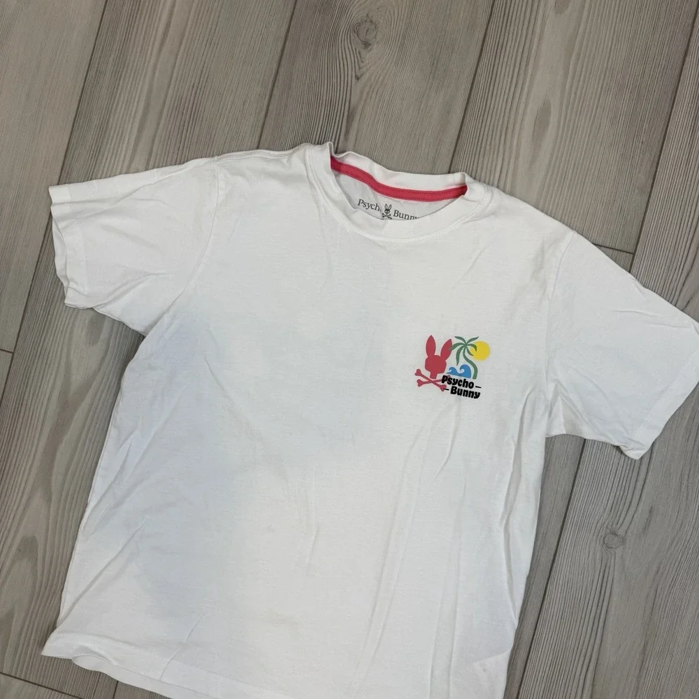 Psycho Bunny T-Shirt Graphic Tee Beach Palms Sun Short Sleeve Youth Sz‎ L 14/16